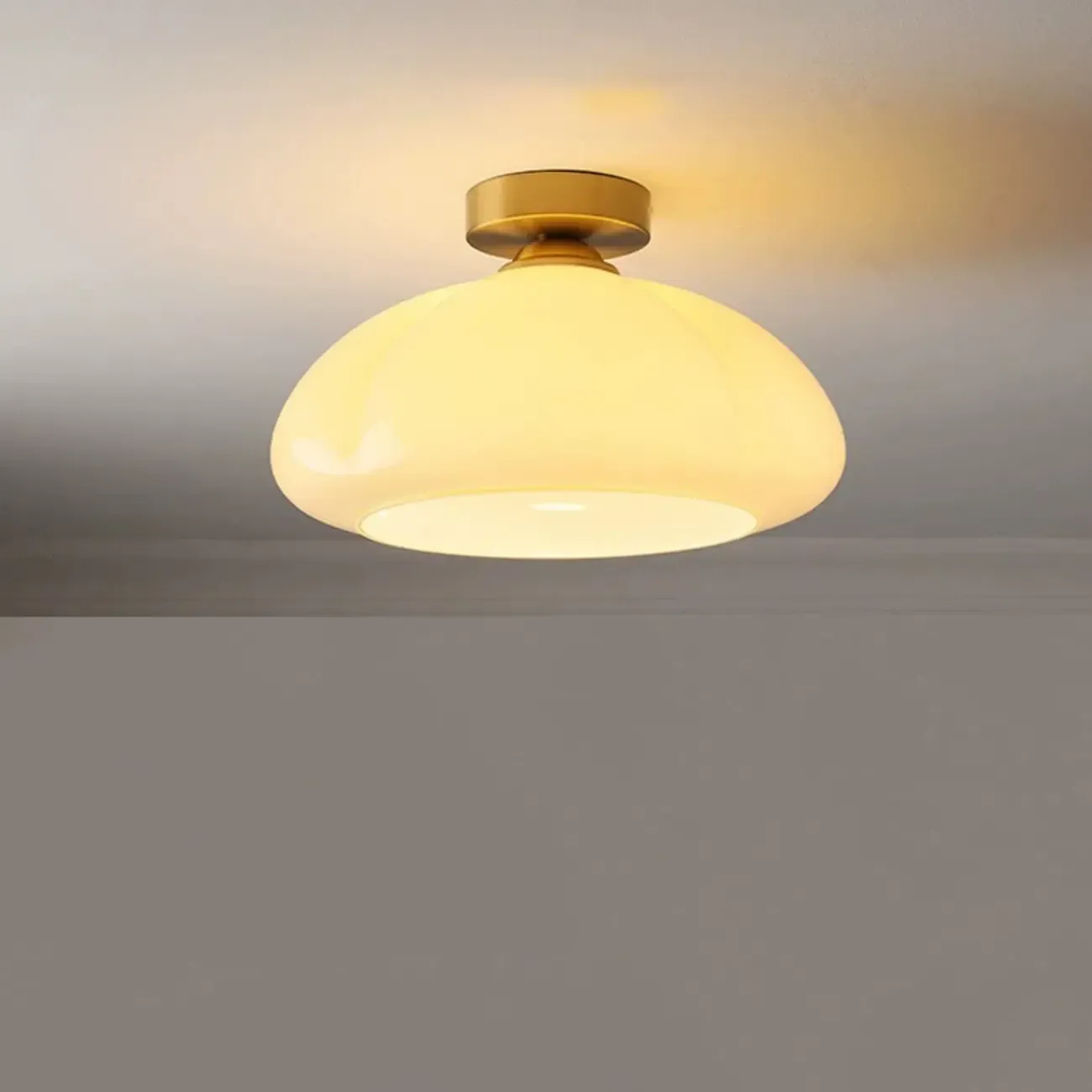 Modern Gold Glass Semi Flush Ceiling Light for Living Room Image - 7