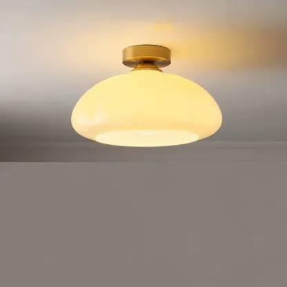 Modern Gold Glass Semi Flush Ceiling Light for Living Room Image - 7