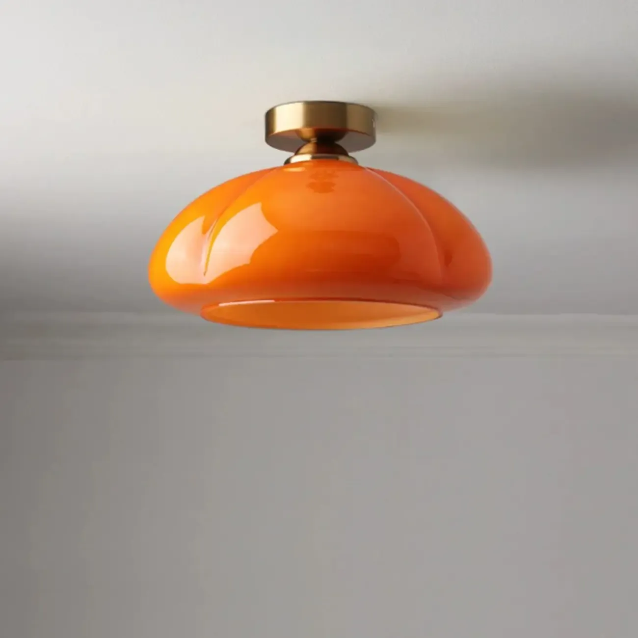 Modern Gold Glass Semi Flush Ceiling Light for Living Room Image - 10
