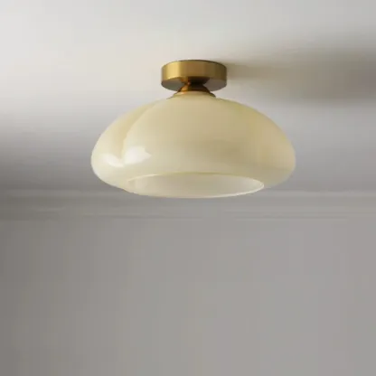 Modern Gold Glass Semi Flush Ceiling Light for Living Room Image - 11