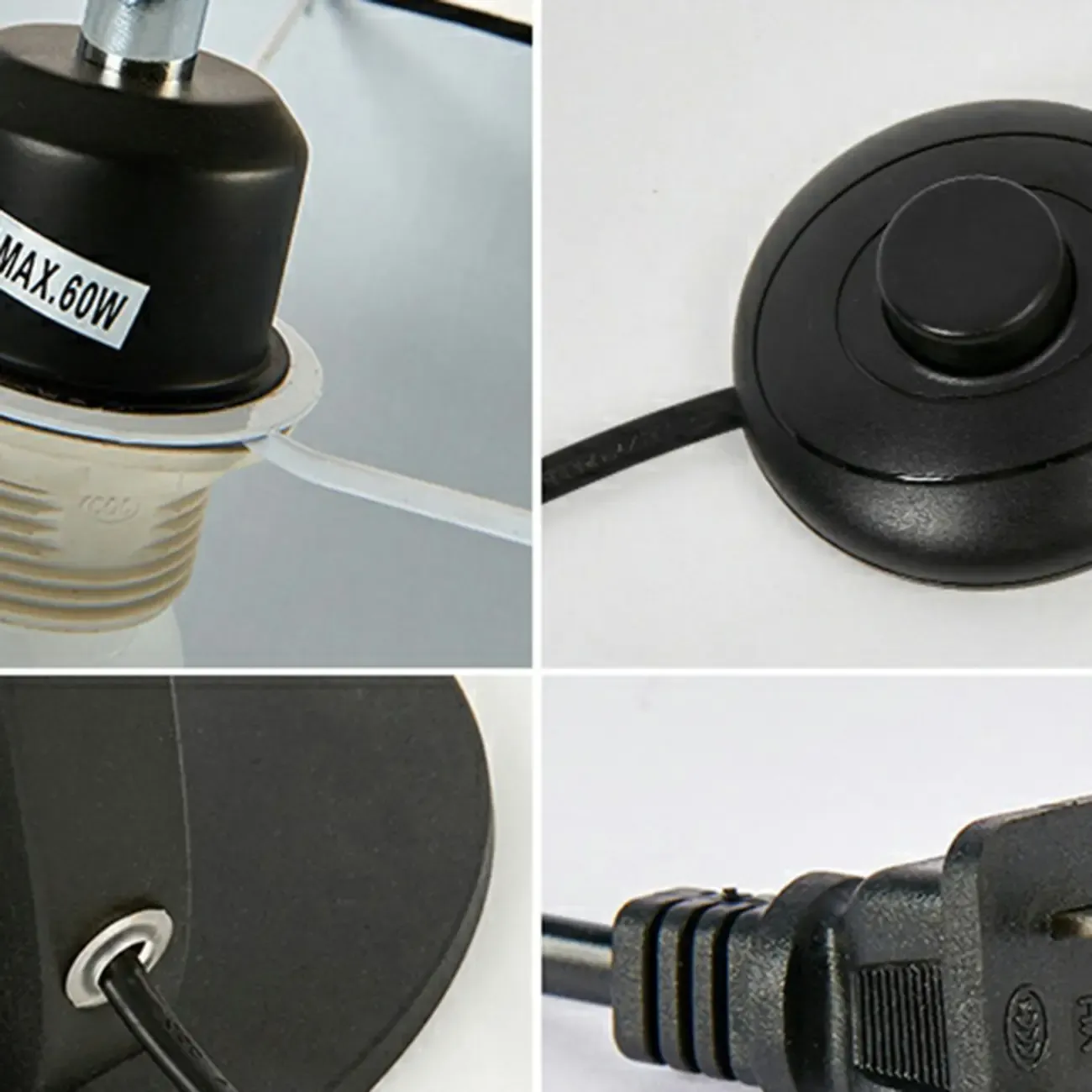 Modern Fabric Arc Floor Lamp for Living Room, Black Image - 6