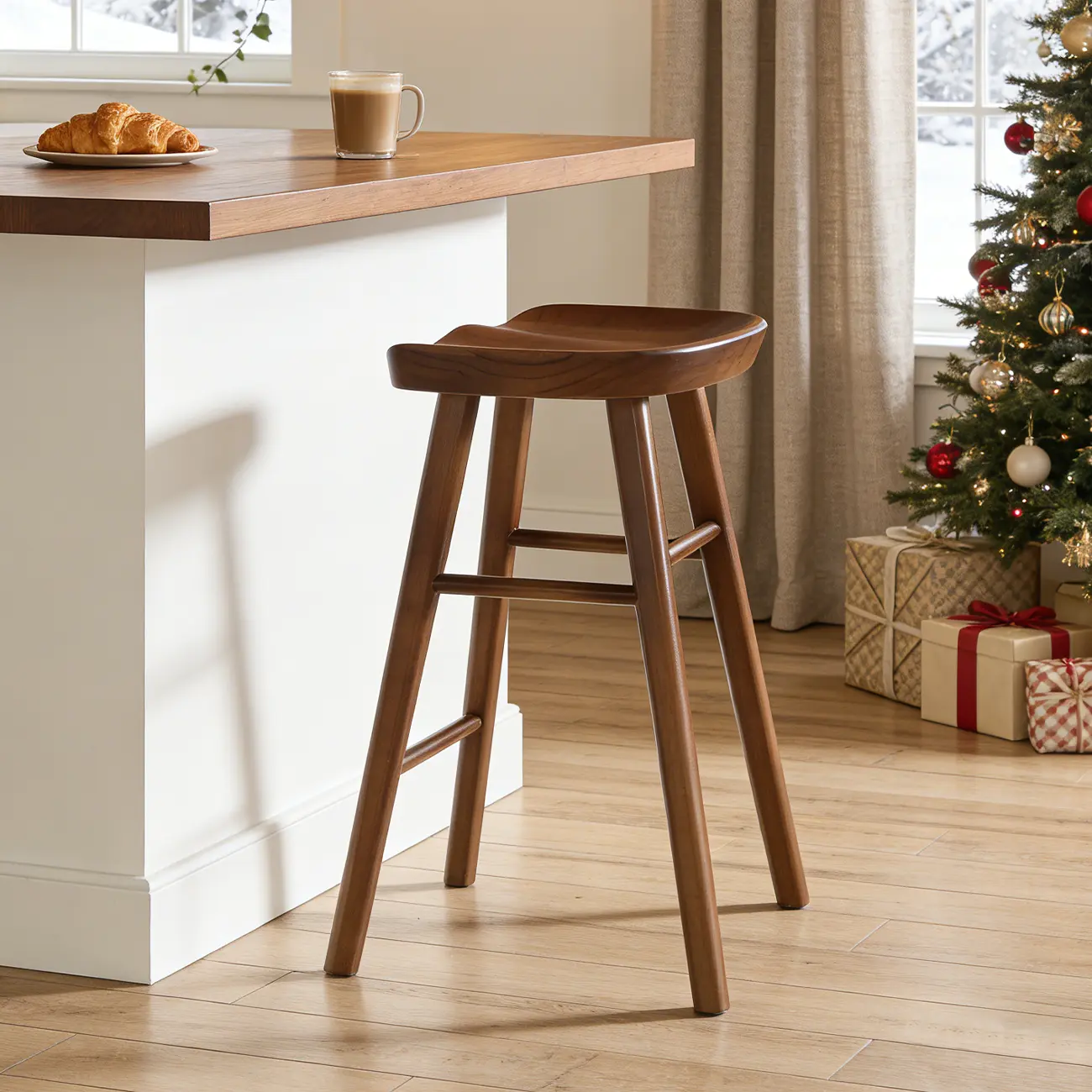 Rustic Saddle Backless Bar Stool Counter Height Image - 1 | homeyfad