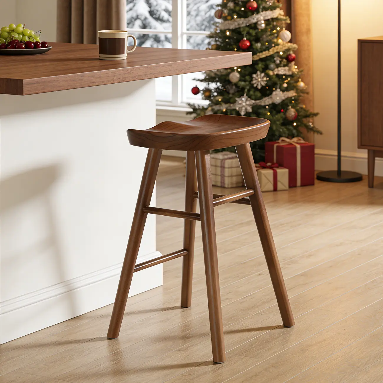 Rustic Saddle Backless Bar Stool Counter Height Image - 2 | homeyfad