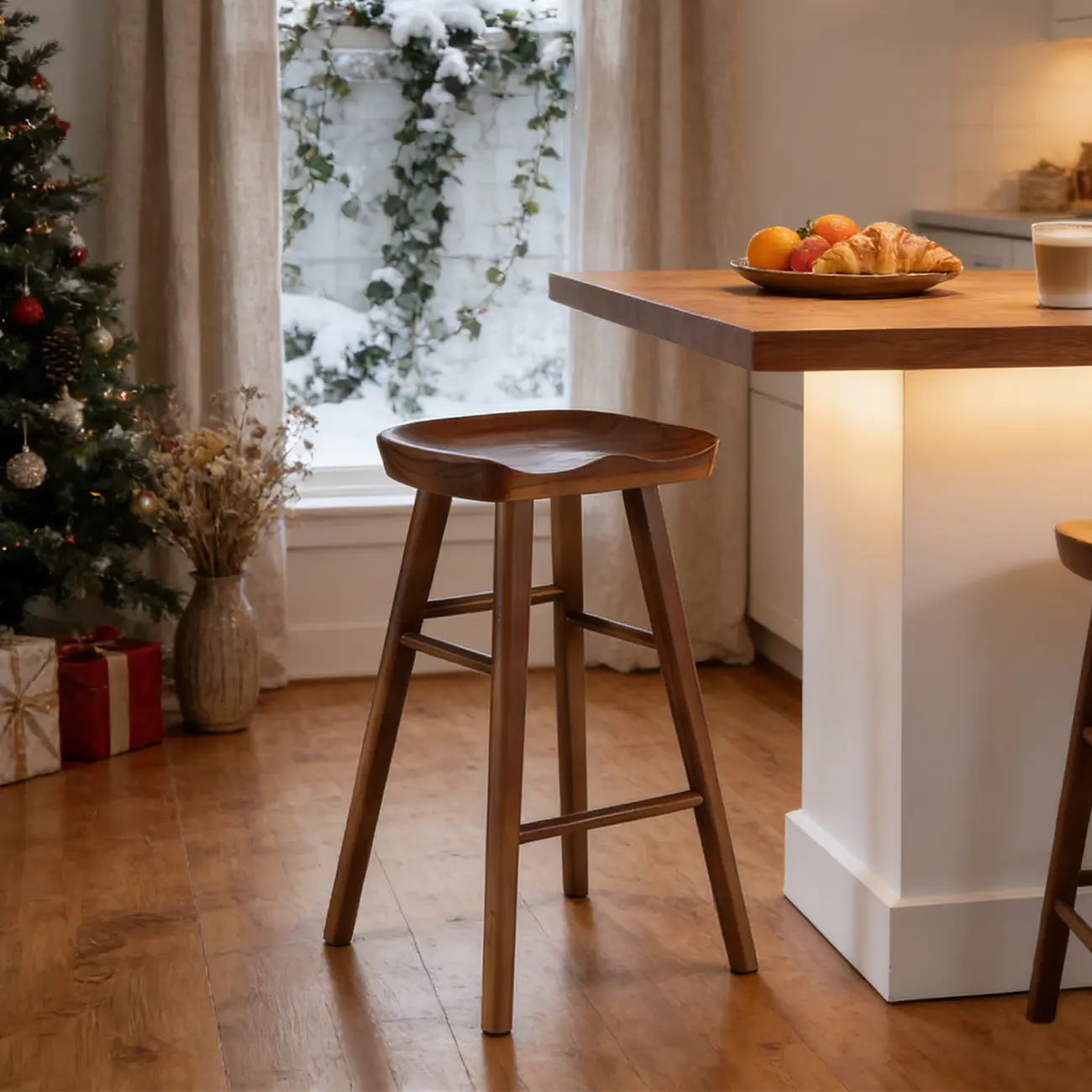 Rustic Saddle Backless Bar Stool Counter Height Image - 6 | homeyfad