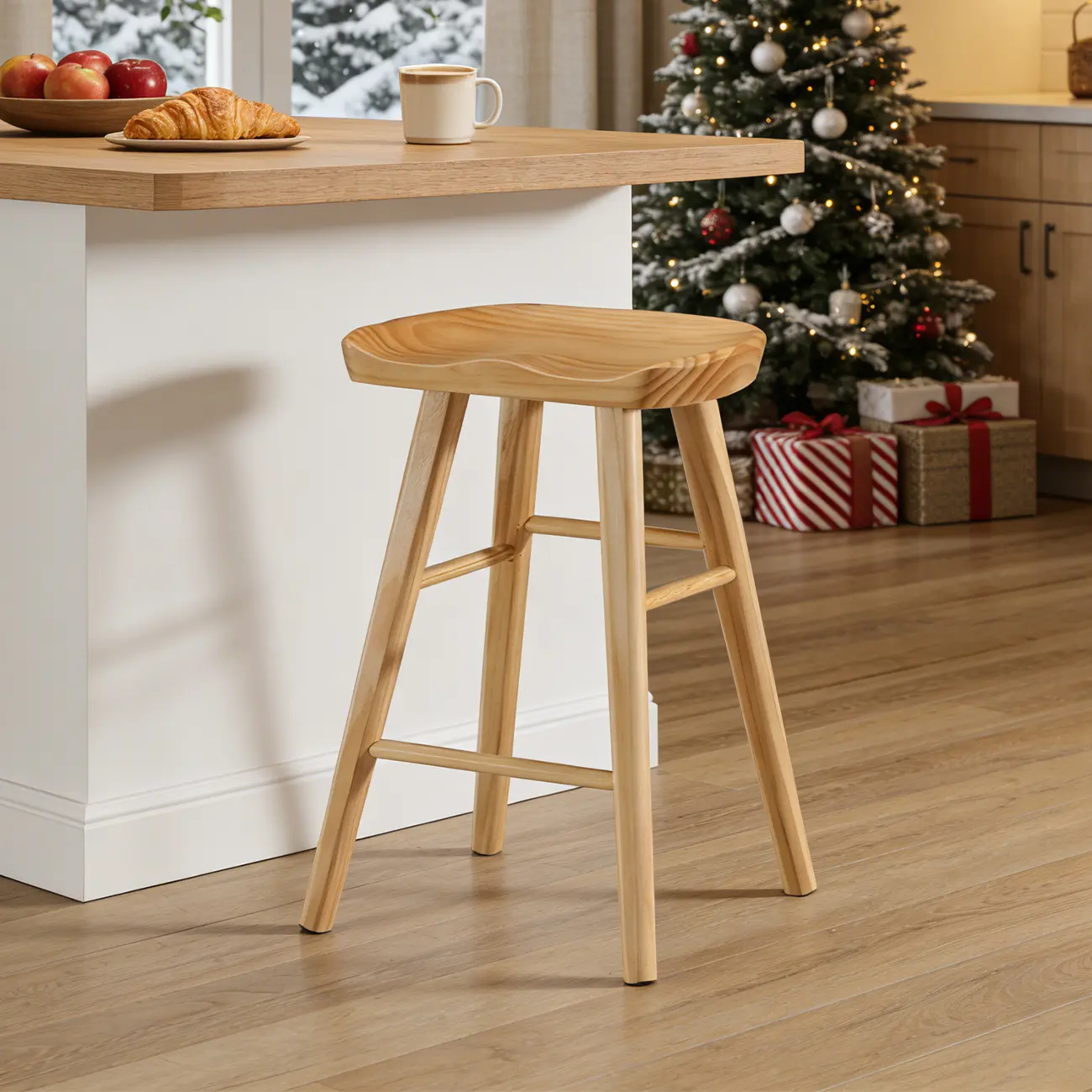 Rustic Saddle Backless Bar Stool Counter Height Image - 3 | homeyfad