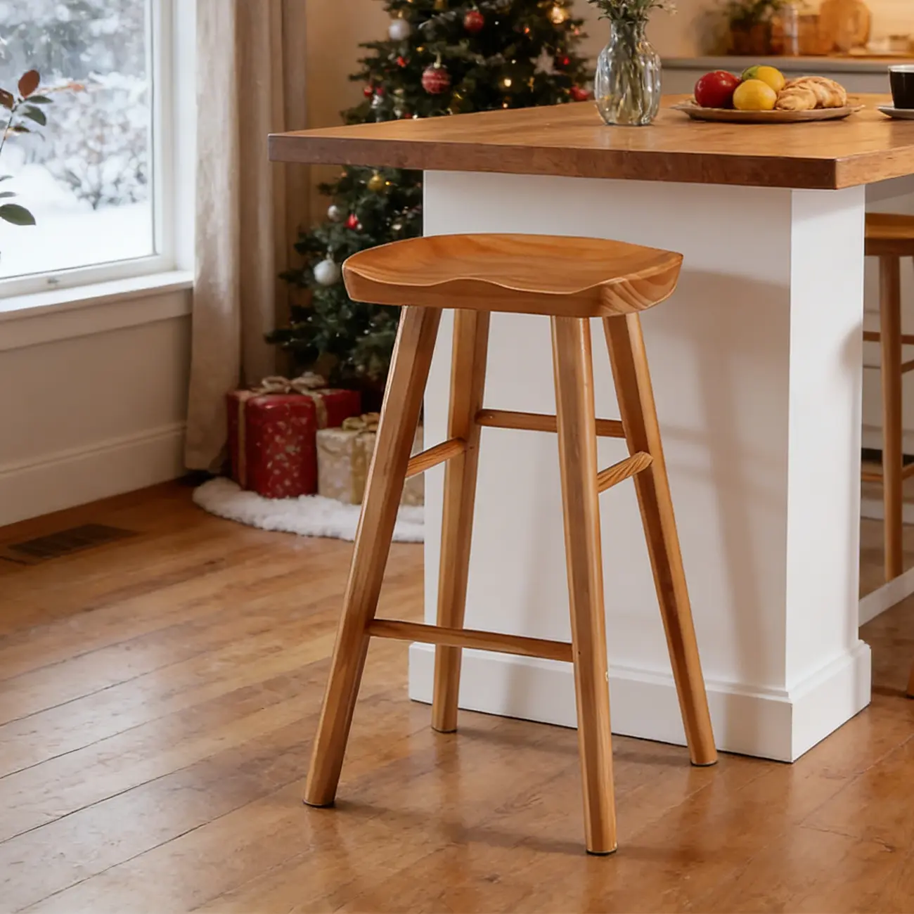 Rustic Saddle Backless Bar Stool Counter Height Image - 4 | homeyfad