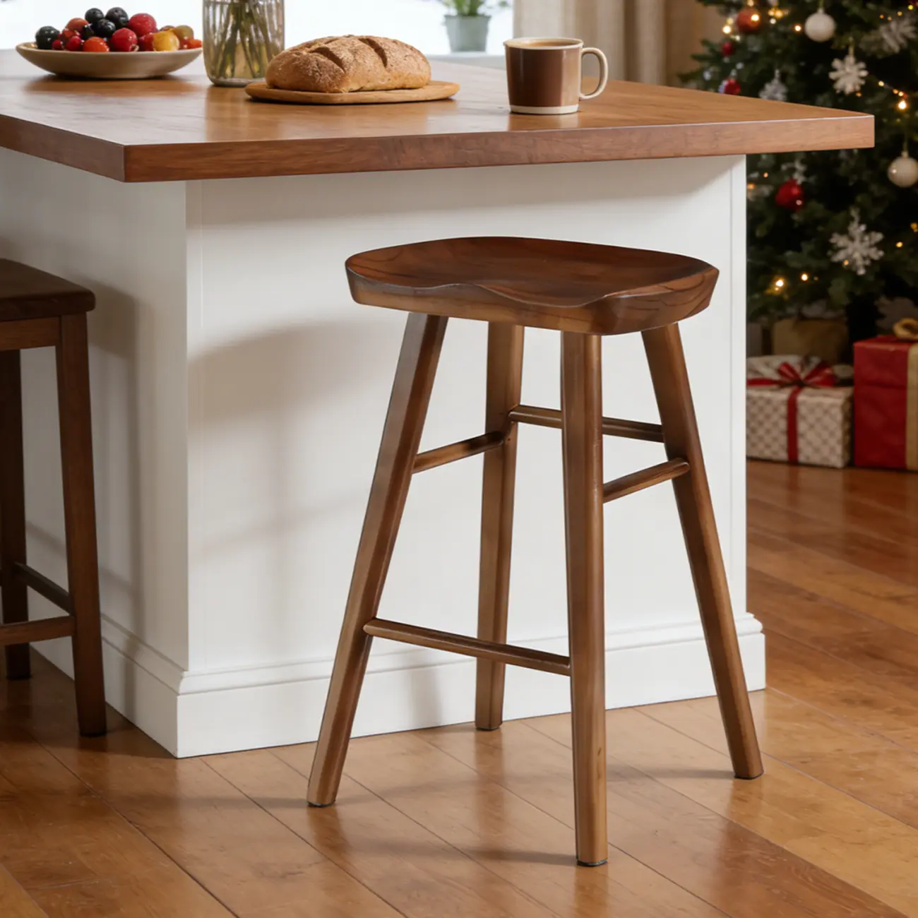 Rustic Saddle Backless Bar Stool Counter Height Image - 5 | homeyfad