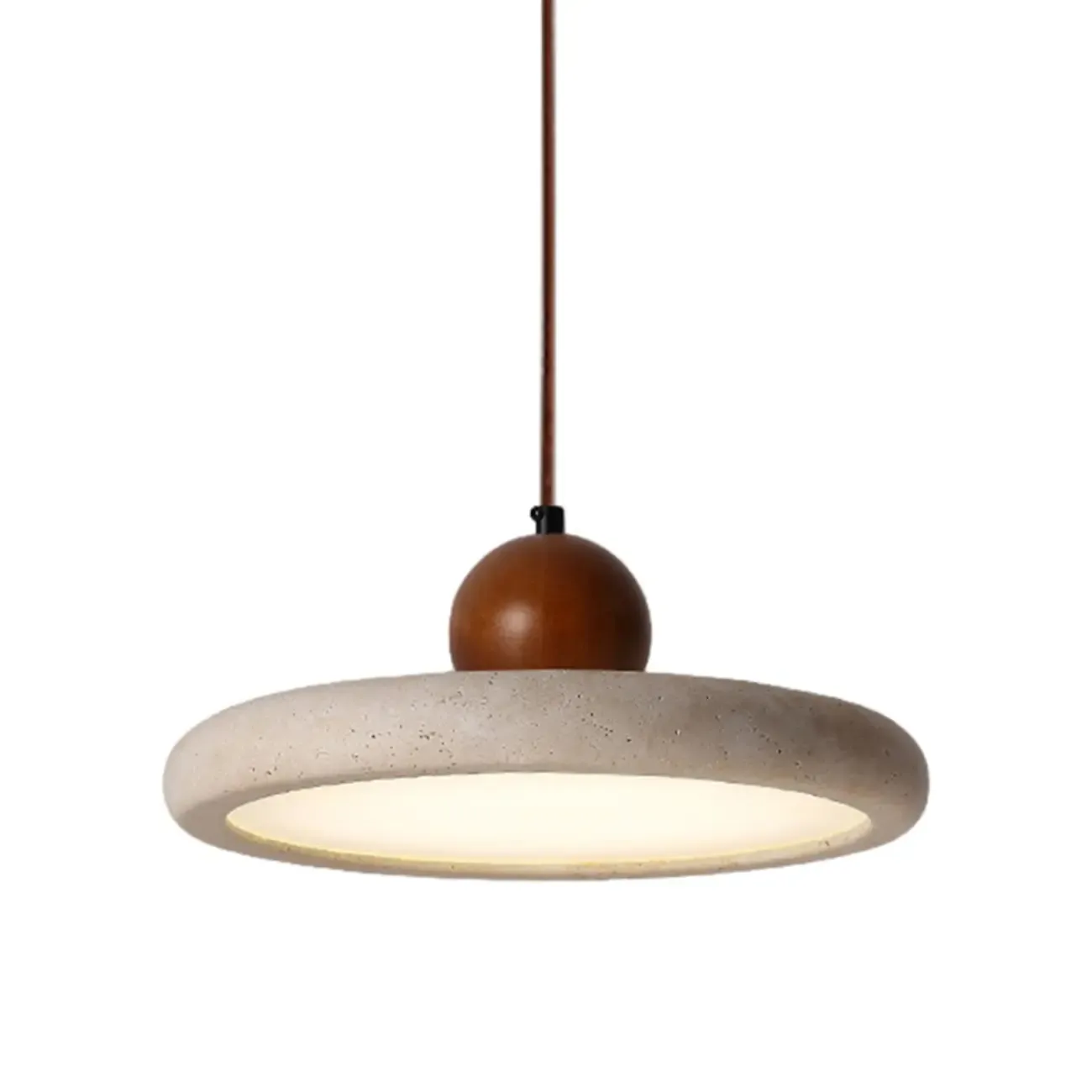Gray Drum Stone Simplicity Adjustable Height Pendant Lighting Image - 8