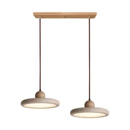 Gray Drum Stone Simplicity Adjustable Height Pendant Lighting Image - 9