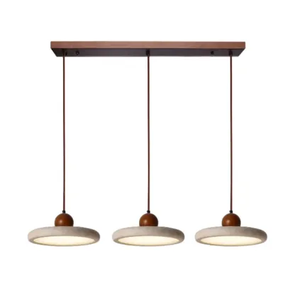 Gray Drum Stone Simplicity Adjustable Height Pendant Lighting Image - 12