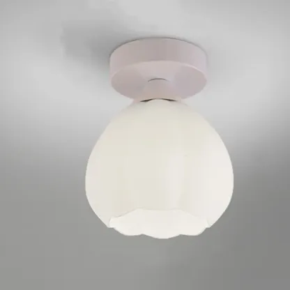 Modern Glass Semi-Flush LED Ceiling Light for Living Room Image - 2