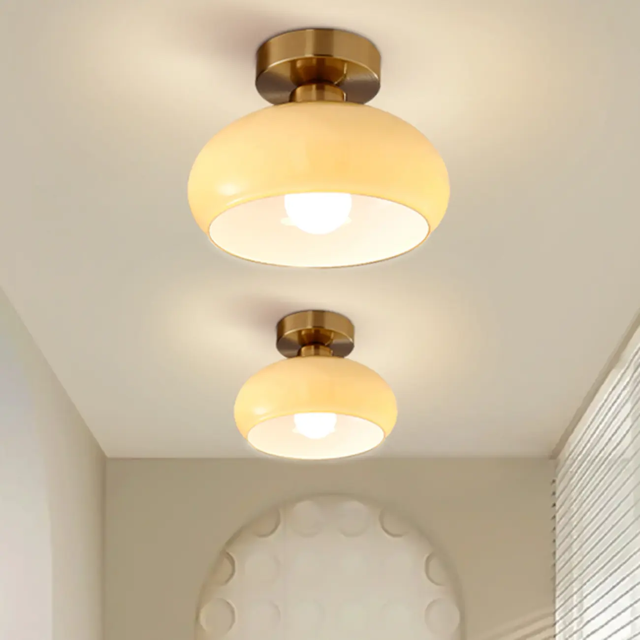 Modern Glass Semi-Flush LED Ceiling Light for Living Room Image - 3 | homeyfad
