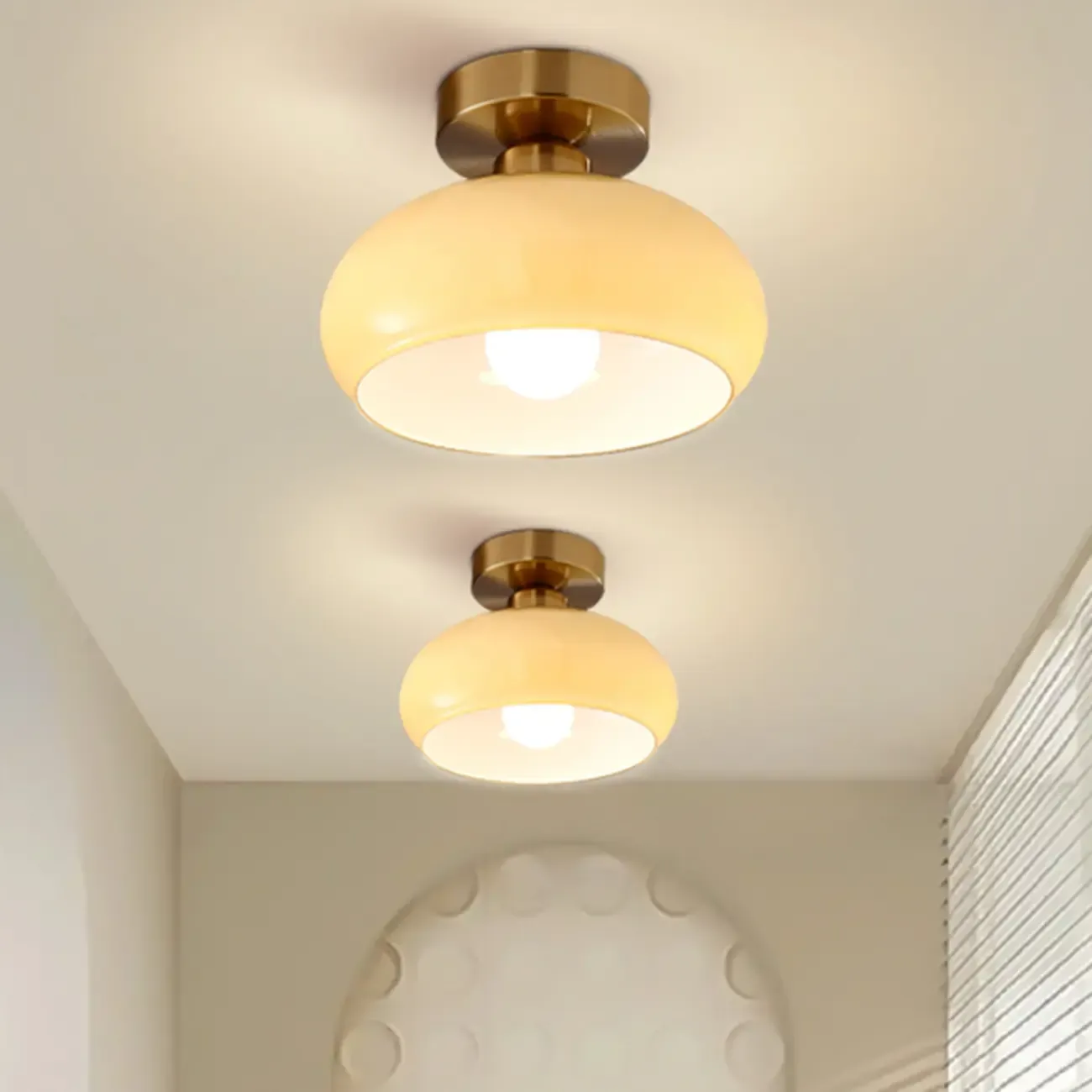 Modern Glass Semi-Flush LED Ceiling Light for Living Room Image - 3