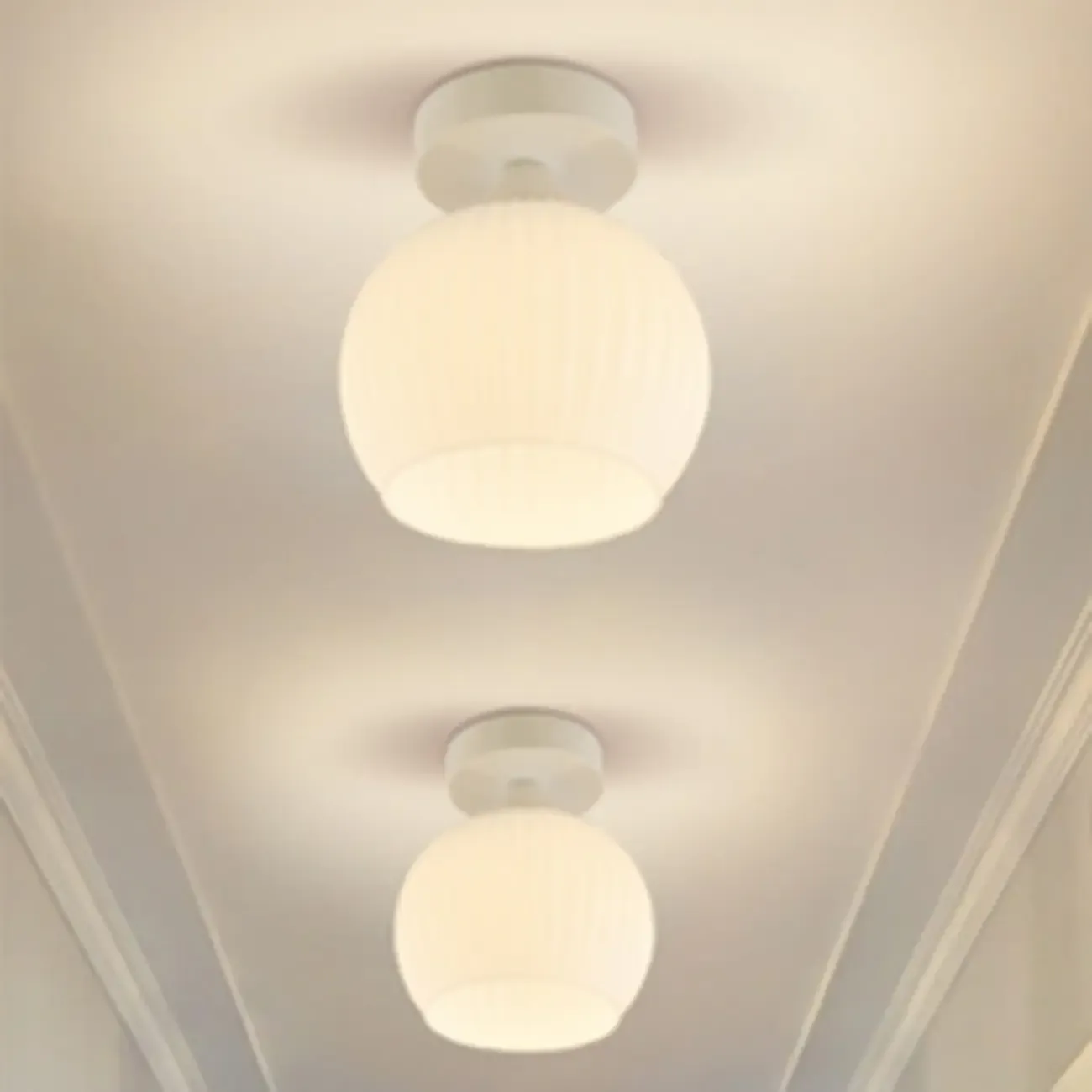 Modern Glass Semi-Flush LED Ceiling Light for Living Room Image - 6