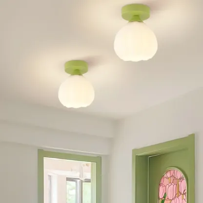 Modern Glass Semi-Flush LED Ceiling Light for Living Room Image - 7