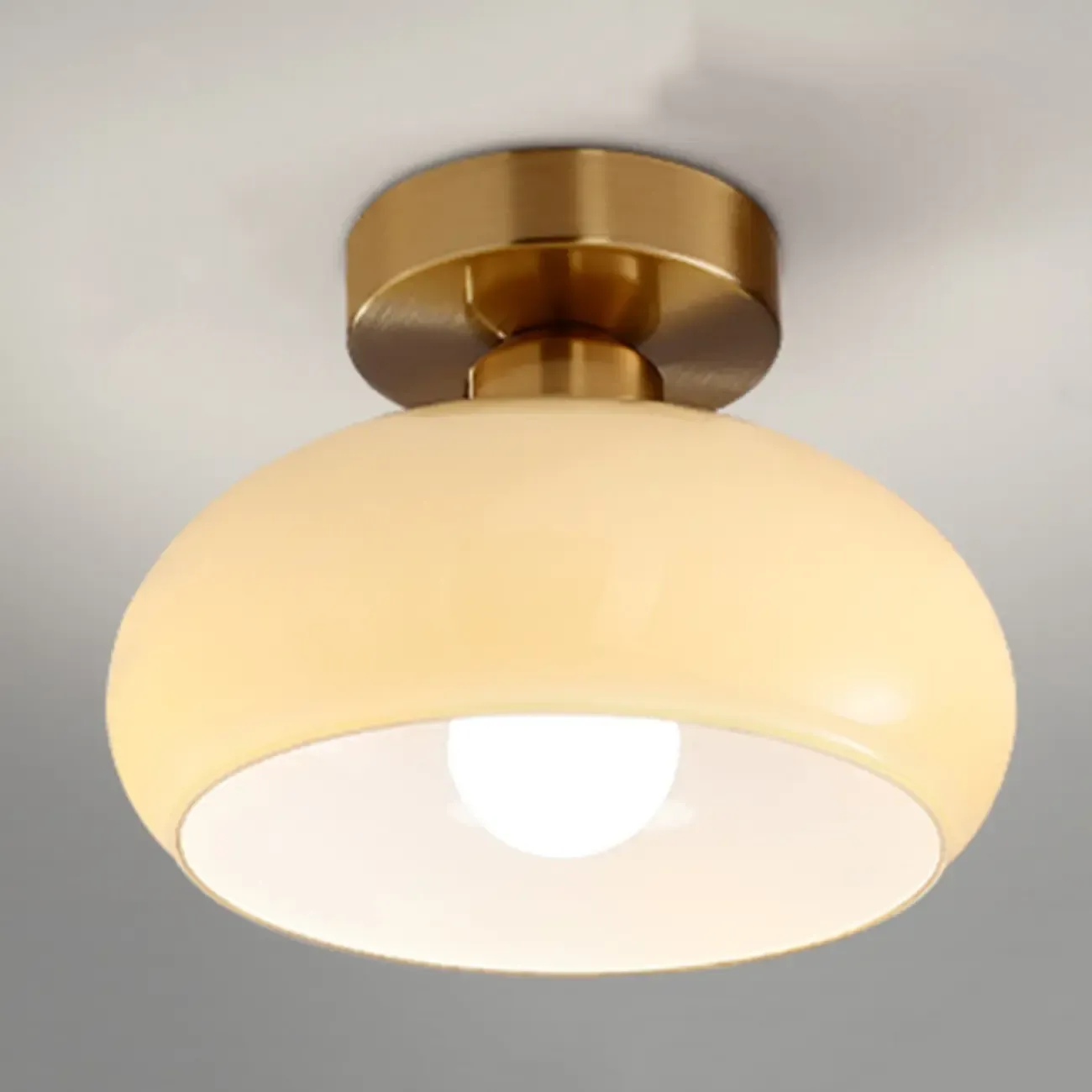 Modern Glass Semi-Flush LED Ceiling Light for Living Room Image - 9
