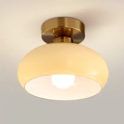 Modern Glass Semi-Flush LED Ceiling Light for Living Room Image - 13
