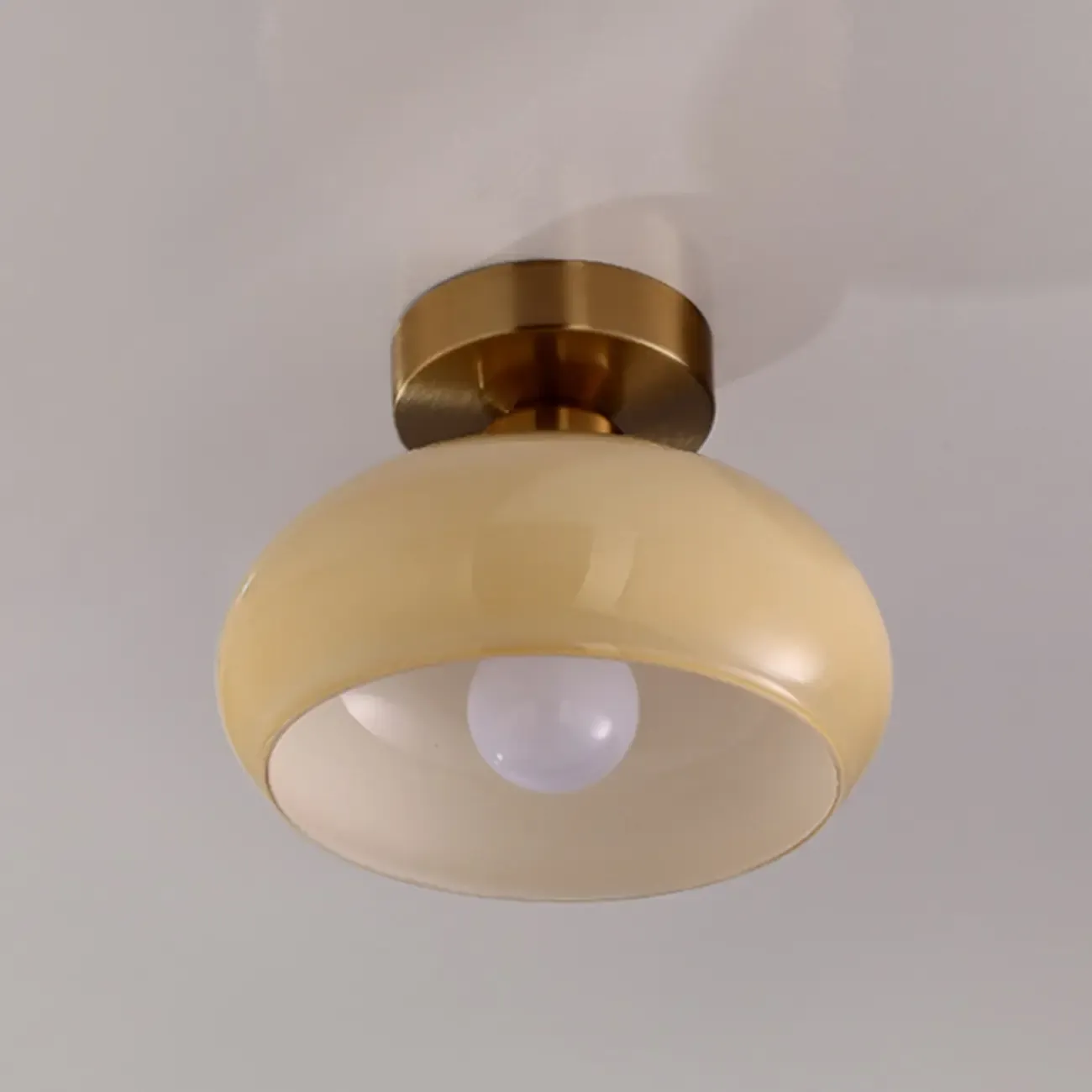 Modern Glass Semi-Flush LED Ceiling Light for Living Room Image - 14