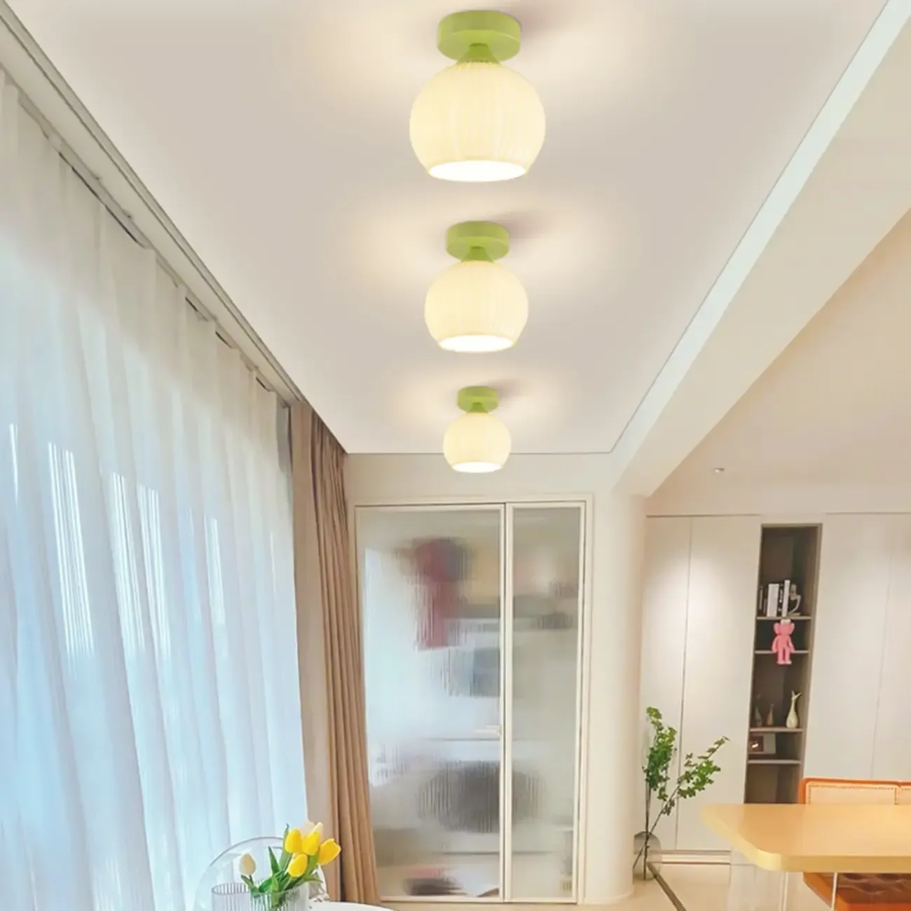Modern Glass Semi-Flush LED Ceiling Light for Living Room Image - 16