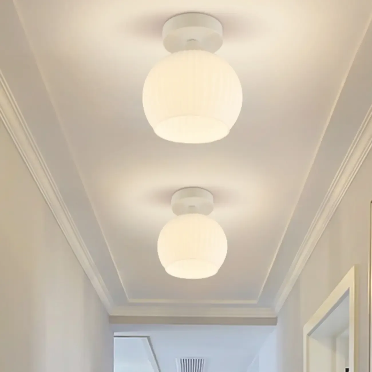 Modern Glass Semi-Flush LED Ceiling Light for Living Room Image - 17