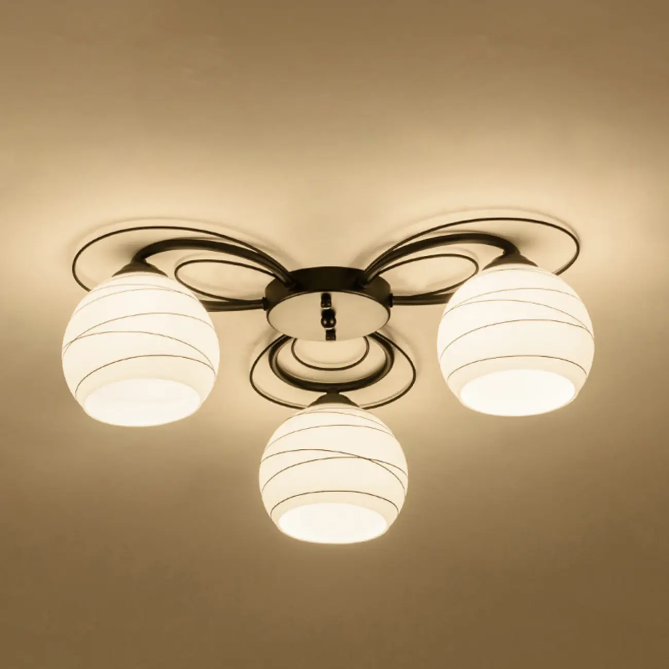 Traditional Black Cylinder Glass Semi-Flush Mount Ceiling Light | homeyfad