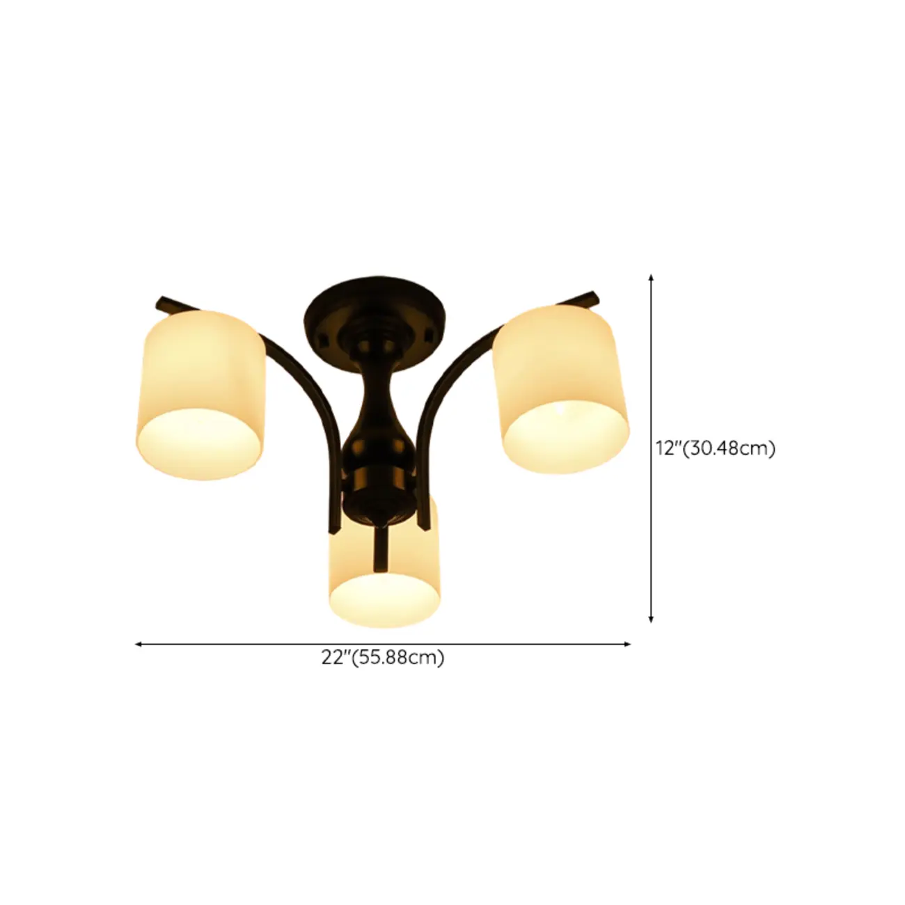 Traditional Black Cylinder Glass Semi-Flush Mount Ceiling Light | homeyfad