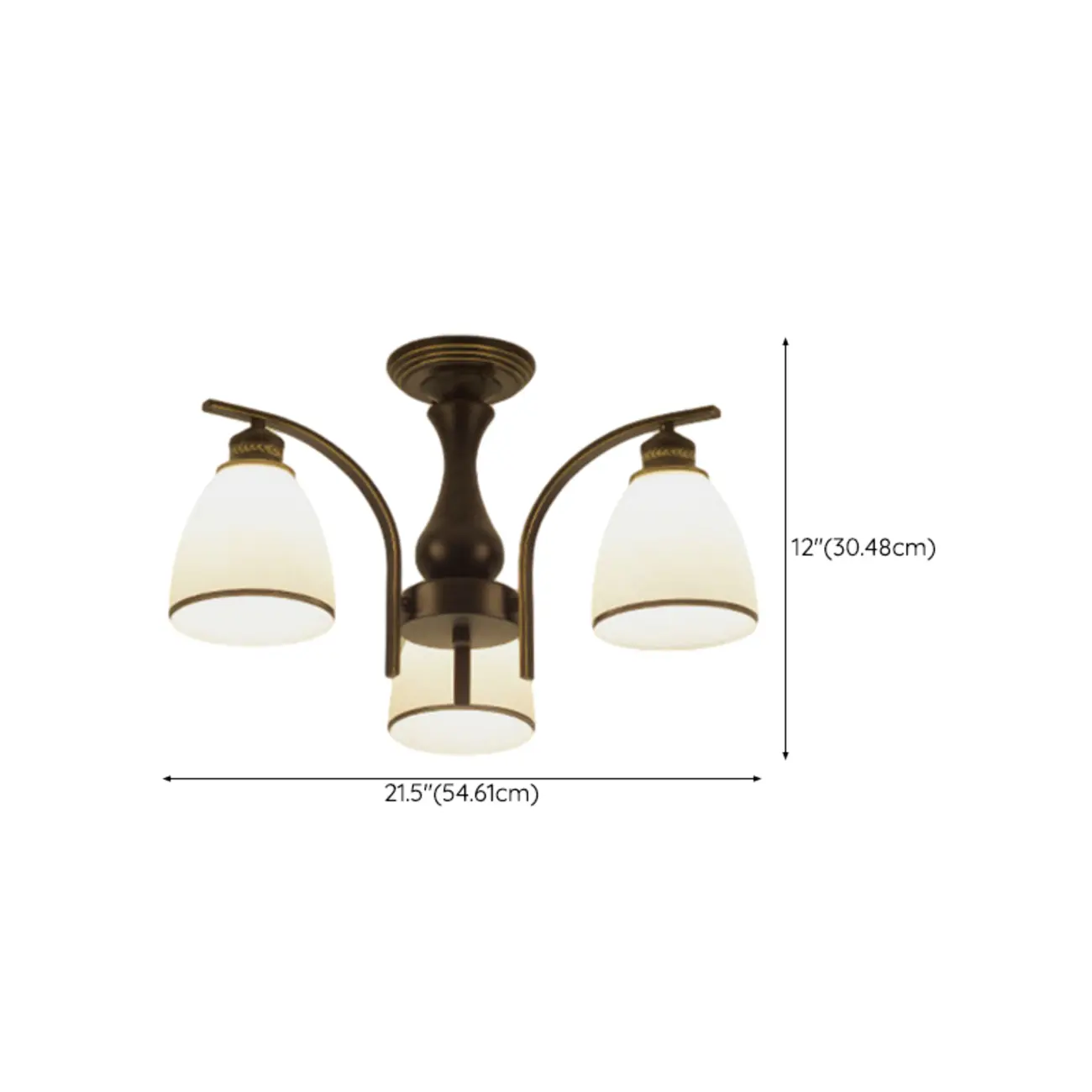 Traditional Black Cylinder Glass Semi-Flush Mount Ceiling Light | homeyfad