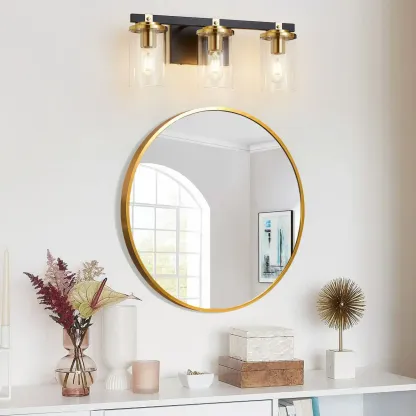 Modern Gold Glass 3-Light LED Vanity Light for Bathroom