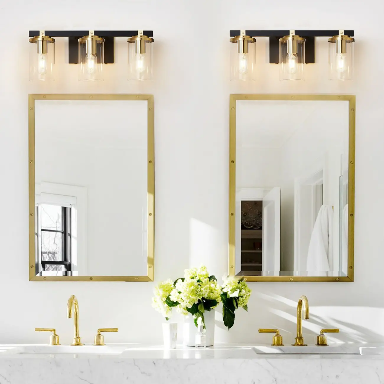 Modern Gold Glass 3-Light LED Vanity Light for Bathroom | homeyfad