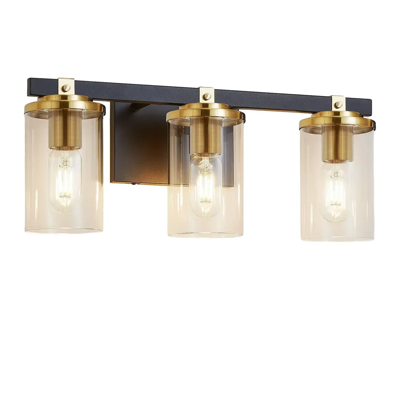 Modern Gold Glass 3-Light LED Vanity Light for Bathroom