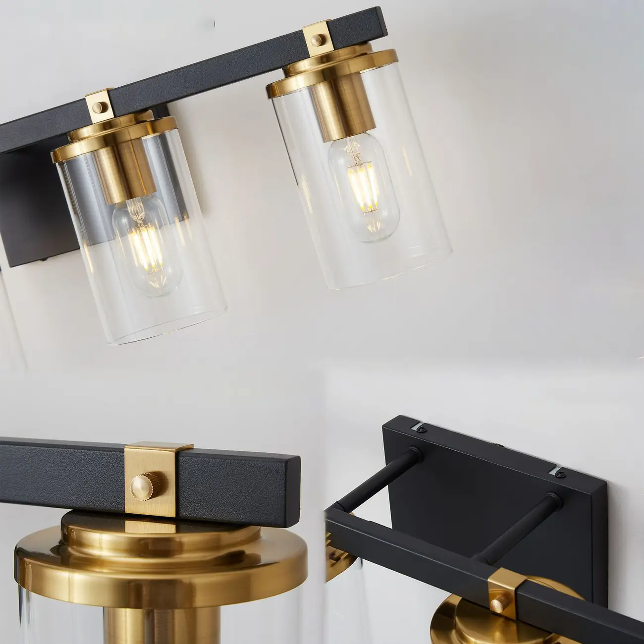 Modern Gold Glass 3-Light LED Vanity Light for Bathroom | homeyfad