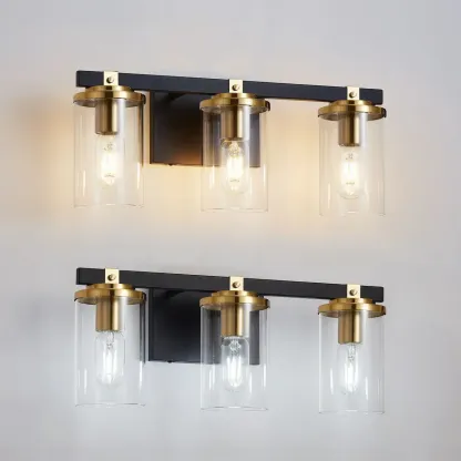 Modern Gold Glass 3-Light LED Vanity Light for Bathroom