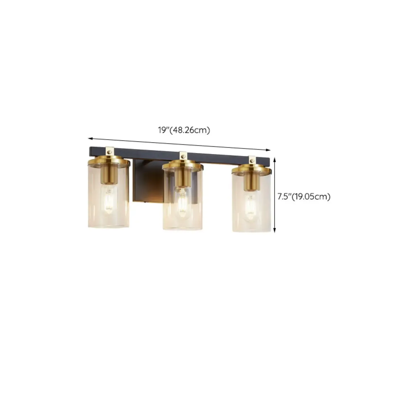 Modern Gold Glass 3-Light LED Vanity Light for Bathroom