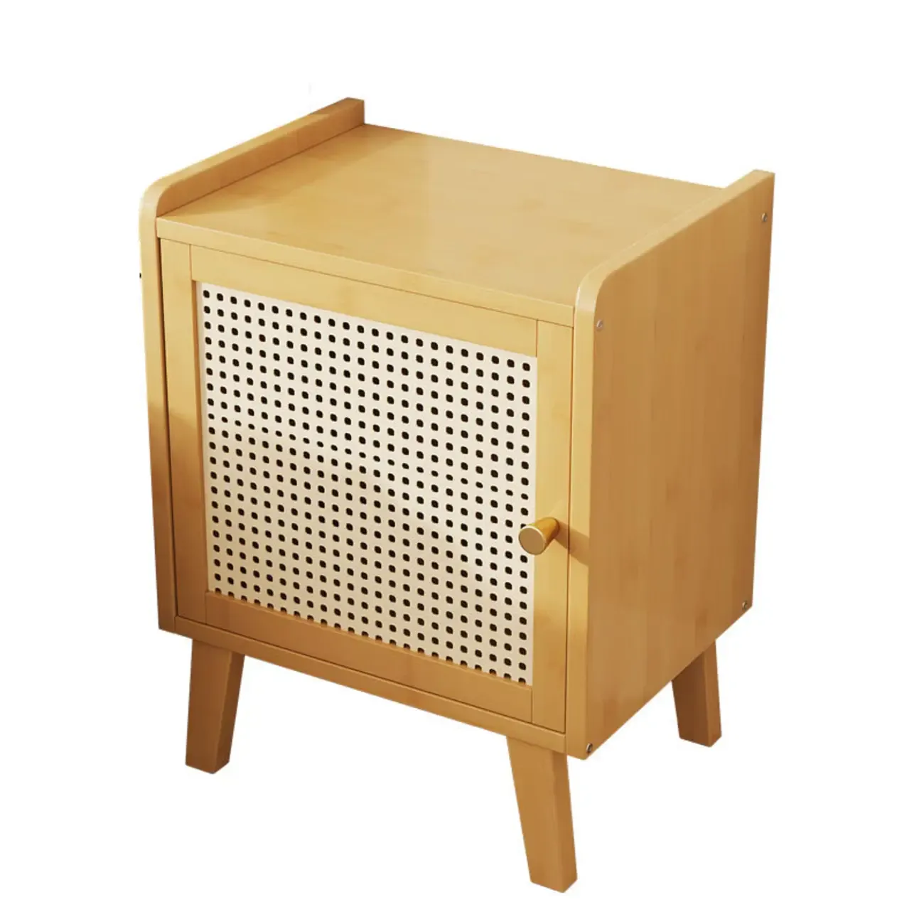 Scandinavian Bedside Table Natural Solid Wood Nightstand Image - 7