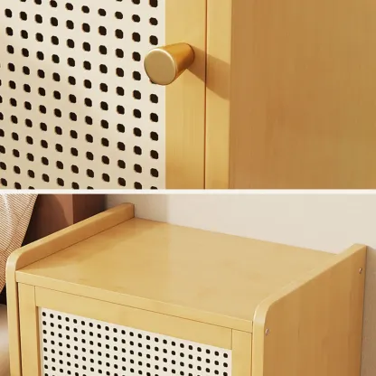 Scandinavian Bedside Table Natural Solid Wood Nightstand Image - 8