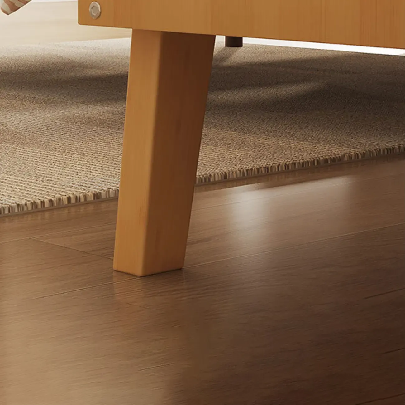 Scandinavian Bedside Table Natural Solid Wood Nightstand Image - 9