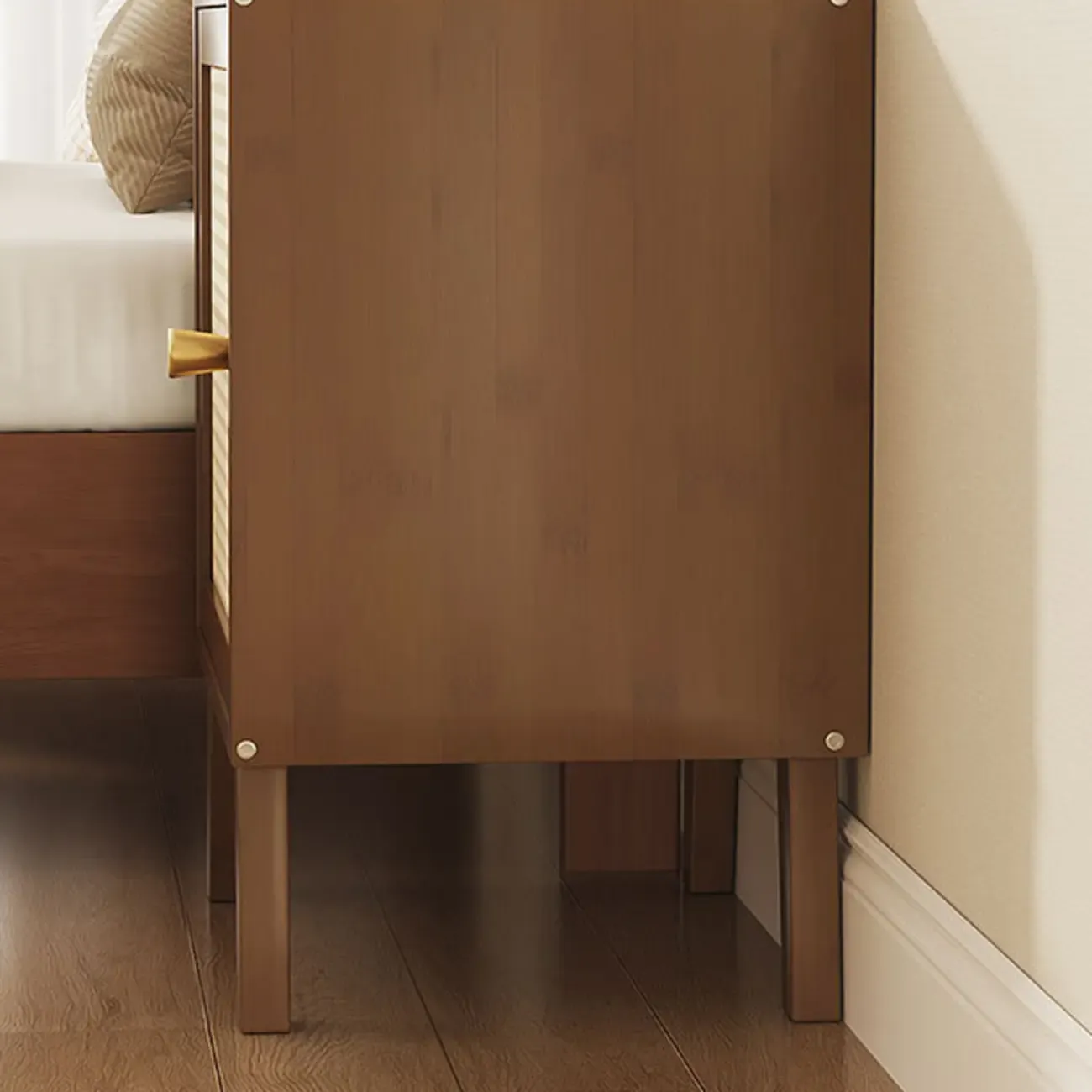 Scandinavian Bedside Table Natural Solid Wood Nightstand Image - 11