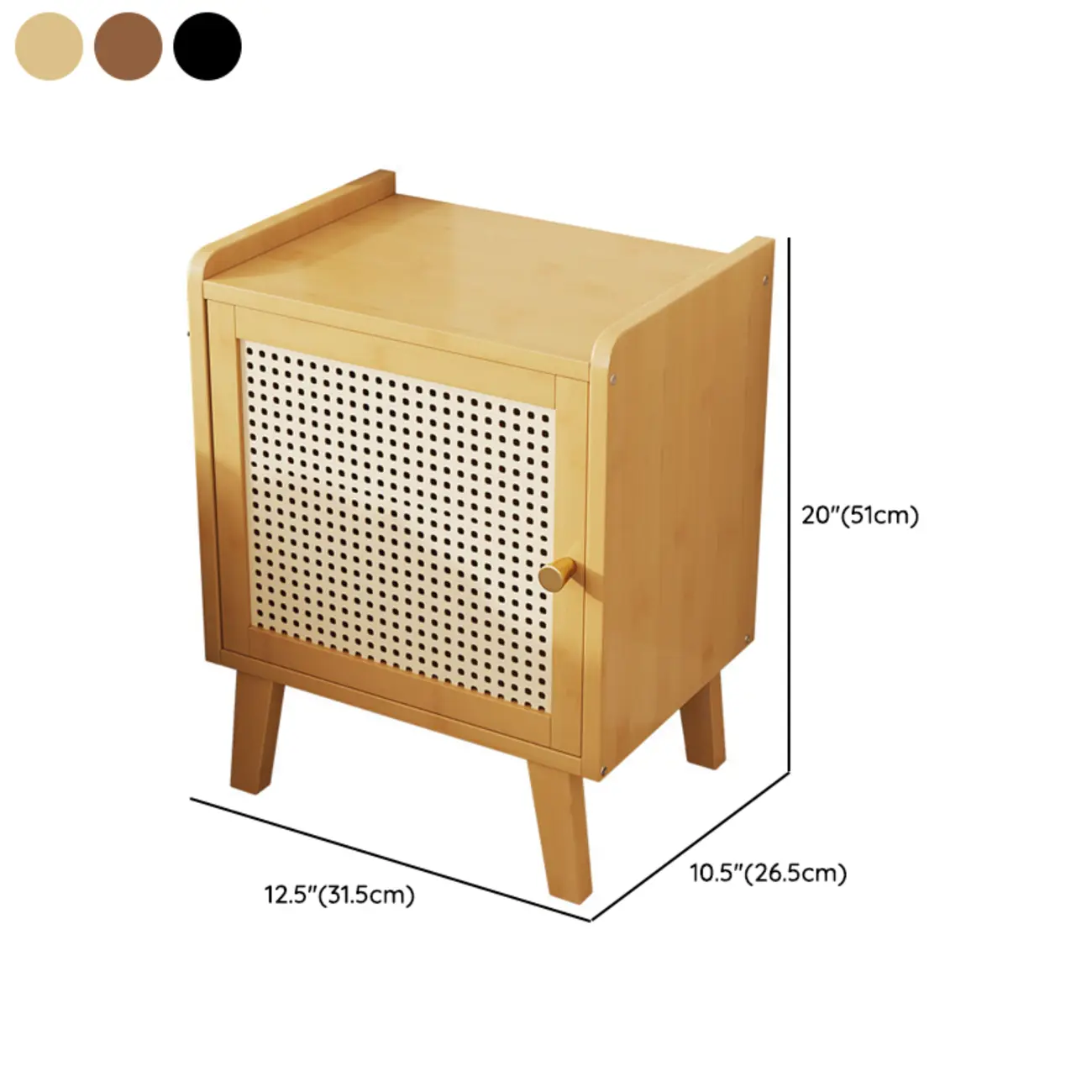 Scandinavian Bedside Table Natural Solid Wood Nightstand #size