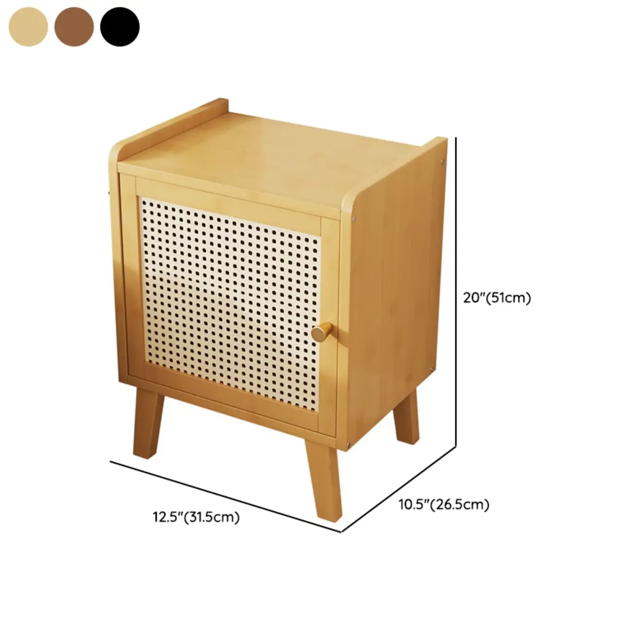 Scandinavian Bedside Table Natural Solid Wood Nightstand #size