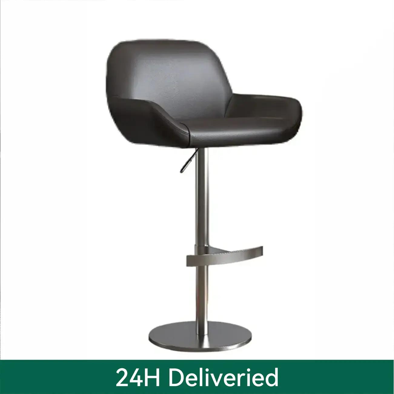 Minimalist Leather Swivel Bar Stools with Low Back for Kitchen | homeyfad