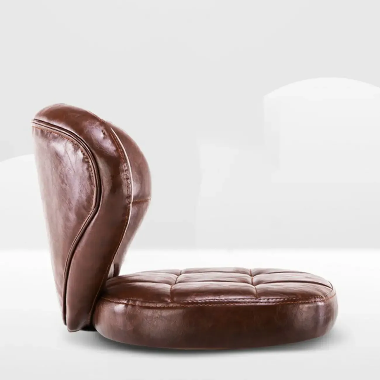 Adjustable Square Tufted Faux Leather Swivel Bar Stools Image - 14