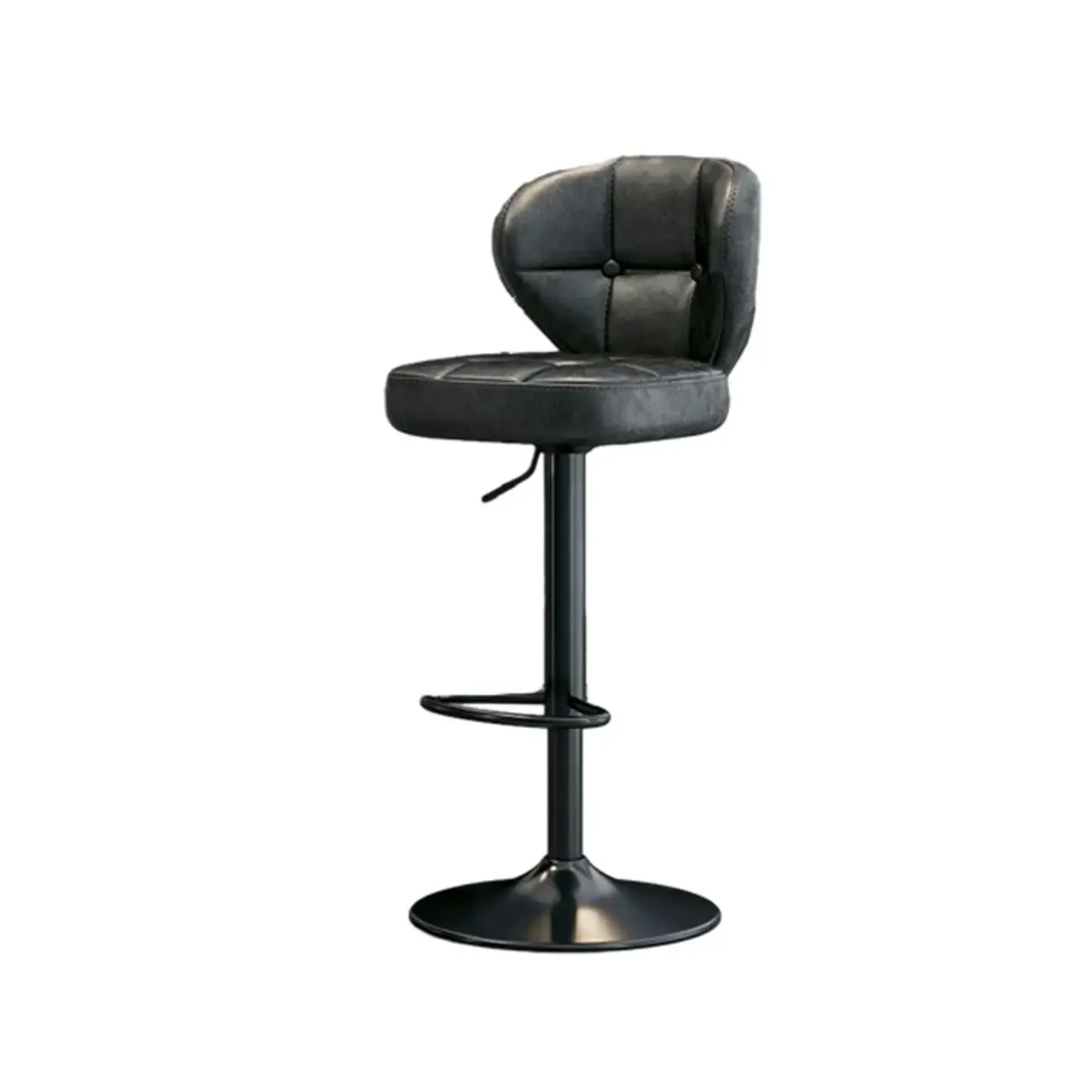 Adjustable Square Tufted Faux Leather Swivel Bar Stools Image - 16