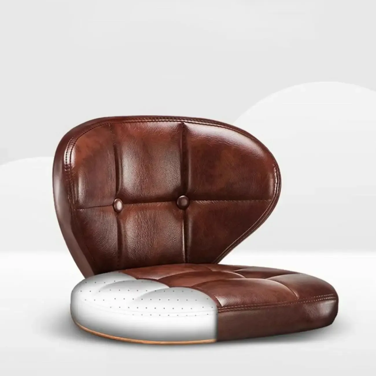 Adjustable Square Tufted Faux Leather Swivel Bar Stools Image - 15