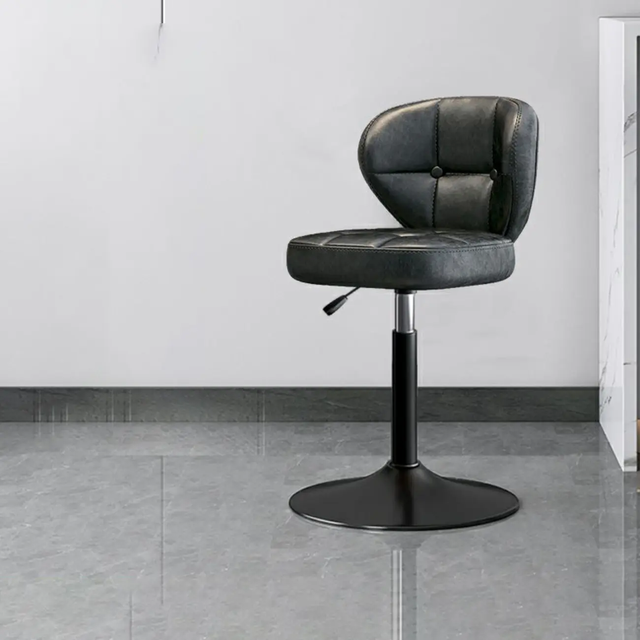 Adjustable Square Tufted Faux Leather Swivel Bar Stools Image - 8 | homeyfad