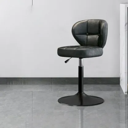 Adjustable Square Tufted Faux Leather Swivel Bar Stools Image - 8