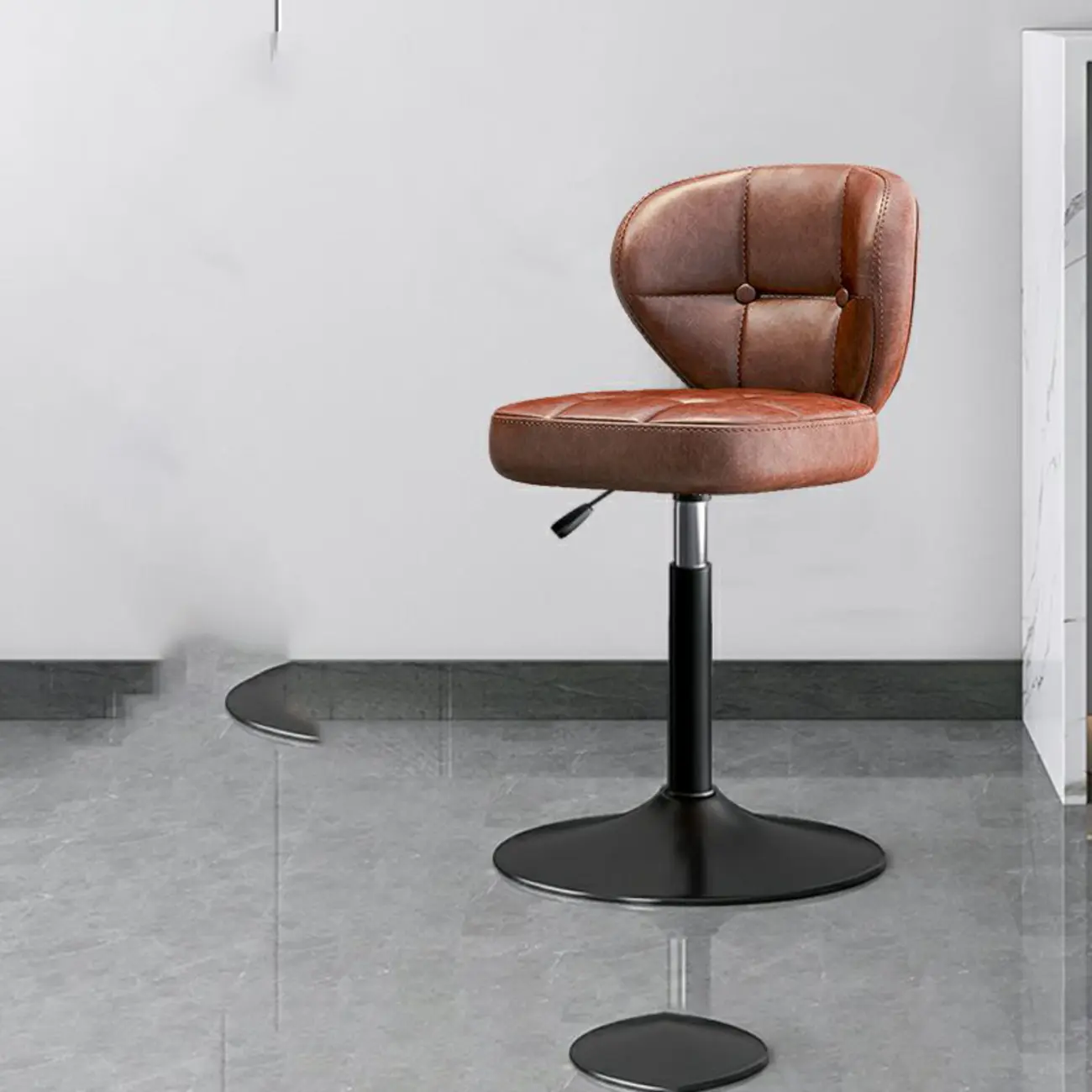 Adjustable Square Tufted Faux Leather Swivel Bar Stools Image - 7 | homeyfad