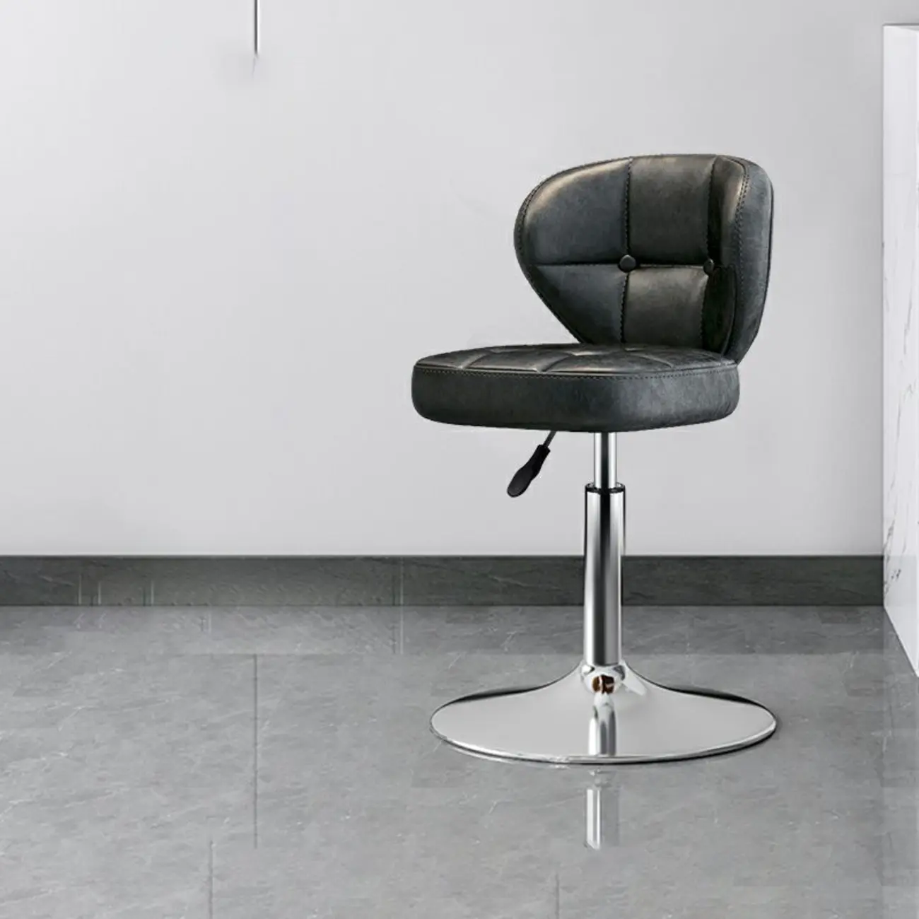 Adjustable Square Tufted Faux Leather Swivel Bar Stools Image - 13 | homeyfad