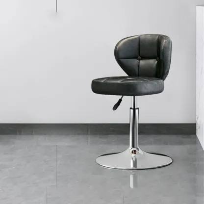 Adjustable Square Tufted Faux Leather Swivel Bar Stools Image - 13