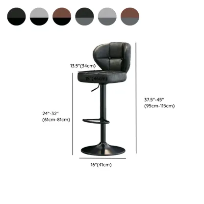 Adjustable Square Tufted Faux Leather Swivel Bar Stools Image - 18