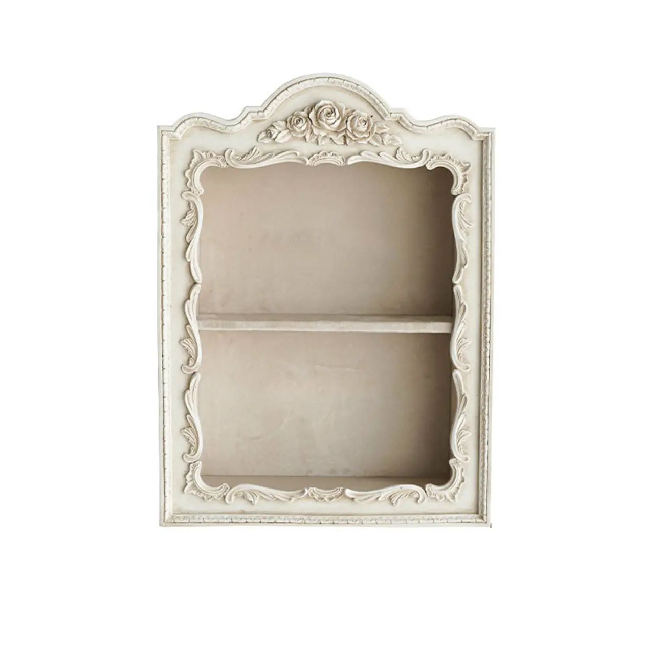 French Country Classic Wall Mount Carved Display Cabinet Image - 2 | homeyfad